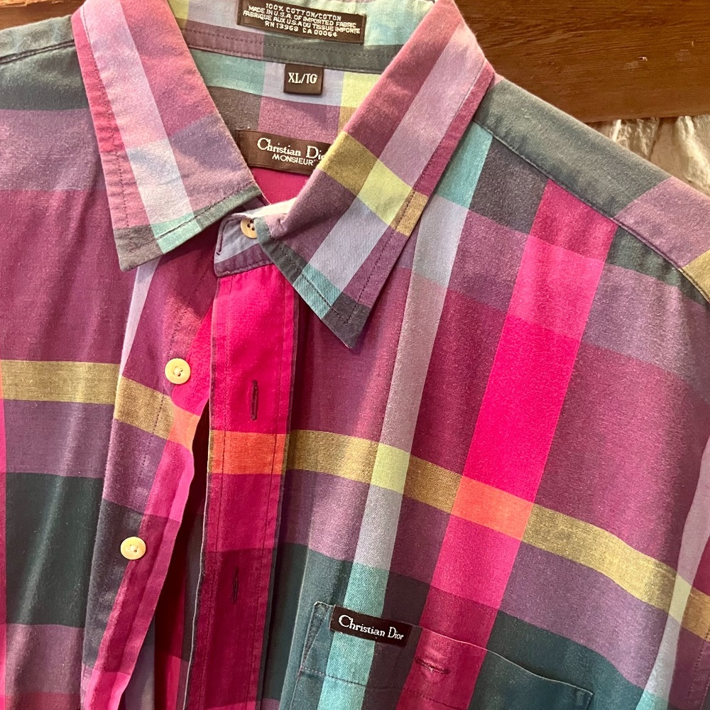 Vintage Christian Dior Homme Checked Button Up